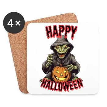 Sorcière d’Halloween effrayante avec citrouille - Dessous de verre (lot de 4) - blanc - Devant