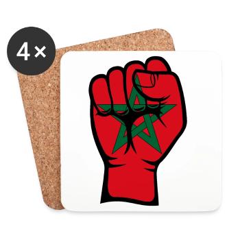 Marokko Flagge Faust Hand Symbol - Untersetzer (4er-Set) - Weiß - Vorne