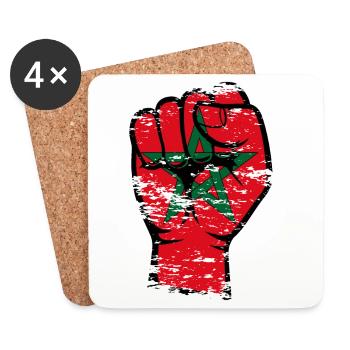 Marokko Flagge Faust Hand Symbol used - Untersetzer (4er-Set) - Weiß - Vorne