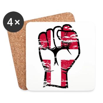 Denmark Flag Fist Hand Used Symbol - Coasters (set of 4) - white - Front