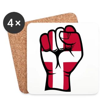 Denmark Flag Fist Hand Symbol - Coasters (set of 4) - white - Front