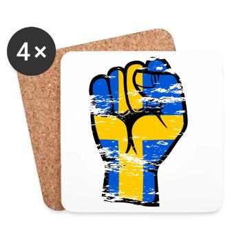 Sweden flag fist hand icon used - Coasters (set of 4) - white - Front