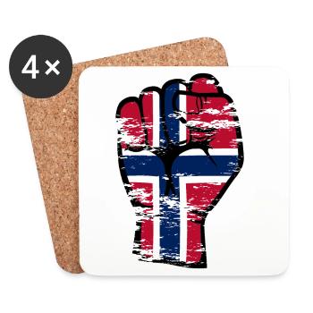 Norwegen Flagge Faust Hand Symbol used - Untersetzer (4er-Set) - Weiß - Vorne