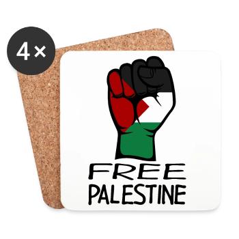 Drapeau de la Palestine gratuit Palestine noir - Dessous de verre (lot de 4) - blanc - Devant