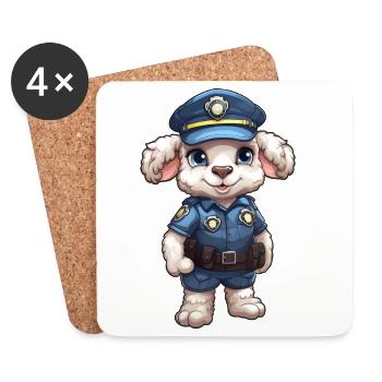 Moutons de la police - Dessous de verre (lot de 4) - blanc - Devant