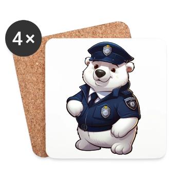 Police Polar Bear - Coasters (set of 4) - white - Front