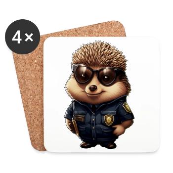 Police des hérissons - Dessous de verre (lot de 4) - blanc - Devant