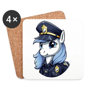 Poney de police - Dessous de verre (lot de 4) - blanc - Devant