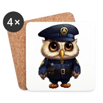 Owls Policeman - Coasters (set of 4) - white - Front