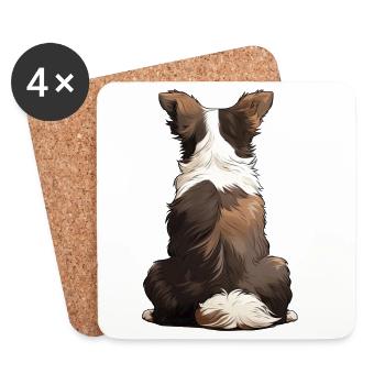 Border Collie - Dessous de verre (lot de 4) - blanc - Devant