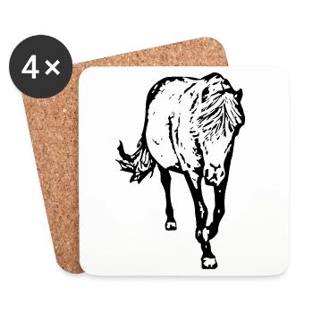 Horses T-shirt Gift Rider - Coasters (set of 4) - white - Front