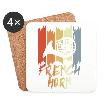 French Horn Vintage Look - Coasters (set of 4) - white - Front
