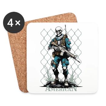 Squelette de guerrier américain - Dessous de verre (lot de 4) - blanc - Devant