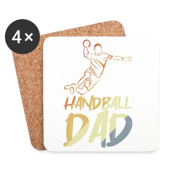 Papa handballeur - Dessous de verre (lot de 4) - blanc - Devant