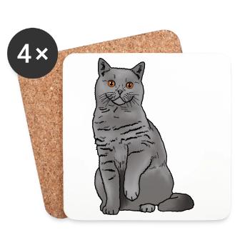 Britisch Kurzhaar Katze - Untersetzer (4er-Set) - Weiß - Vorne