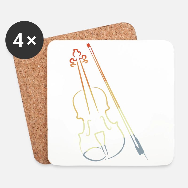 Violine und Bogen - Untersetzer (4er-Set) - Weiß