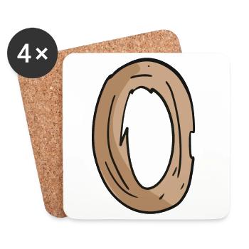 Letter O Wood Wooden Letter - Coasters (set of 4) - white - Front