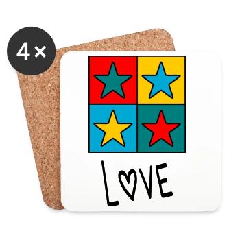 VALENTINSTAG. Junggesellinnenabschied. ICH LIEBE DICH. ICH LIEBE DICH. LIEBE - Untersetzer (4er-Set) - Weiß - Vorne