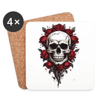 Rose skull in Gothic style - Coasters (set of 4) - white - Front