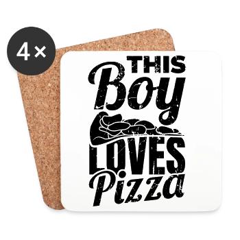 Junge, der Pizza liebt - Untersetzer (4er-Set) - Weiß - Vorne