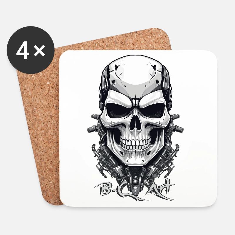 Totenkopf B.C Kunst - Untersetzer (4er-Set) - Weiß