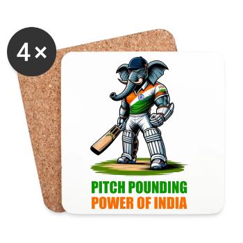 India cricket elephant design - Coasters (set of 4) - white - Front