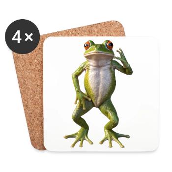 Tanzender Frosch - Untersetzer (4er-Set) - Weiß - Vorne