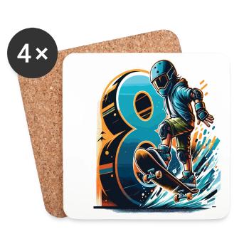 Skateboard Skater Design for 8 Years Boys - Coasters (set of 4) - white - Front