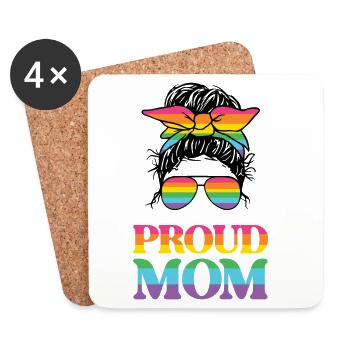 Mois de la fierté LGBT - Fière maman - Dessous de verre (lot de 4) - blanc - Devant