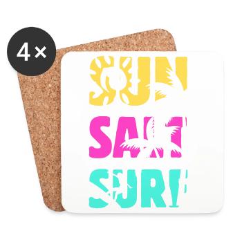 Été de surf salé au soleil - Dessous de verre (lot de 4) - blanc - Devant
