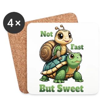 Schildkröte und Schnecke - Untersetzer (4er-Set) - Weiß - Vorne