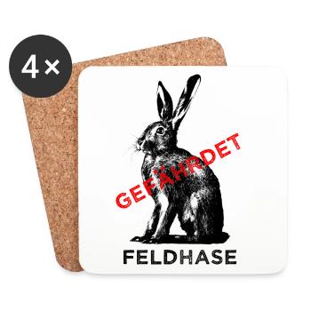 Der Feldhase ist gefährdet. - Untersetzer (4er-Set) - Weiß - Vorne