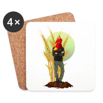 Chicken Man Rooster Comb Hybride - Dessous de verre (lot de 4) - blanc - Devant