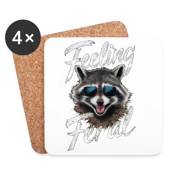 Feeling Feral Racoon  - Coasters (set of 4) - white - Front
