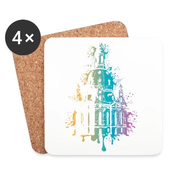 Logo souvenir de l’explosion de couleurs de Dresde Frauenkirche - Dessous de verre (lot de 4) - blanc - Devant
