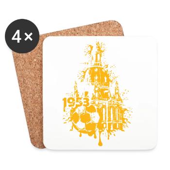 Symbole souvenir de la Frauenkirche de football de Dresde de 1953 - Dessous de verre (lot de 4) - blanc - Devant