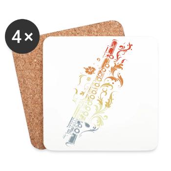 Flute Graphic Retro Style - Coasters (set of 4) - white - Front