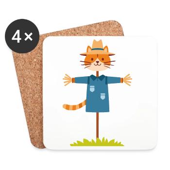 Scarecrow Cat - Coasters (set of 4) - white - Front