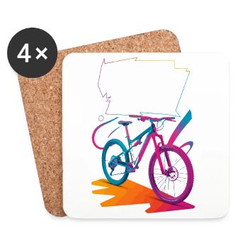 Conception vibrante de l’enthousiasme pour le vélo - Dessous de verre (lot de 4) - blanc - Devant
