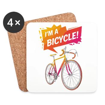 Illustration de vélo vibrante avec texte en gras - Dessous de verre (lot de 4) - blanc - Devant