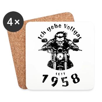 66. Geburtstag Ich gebe Vollgas seit 1958 - Untersetzer (4er-Set) - Weiß - Vorne