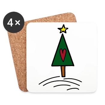 Lustiges Design zu Weihnachten - Untersetzer (4er-Set) - Weiß - Vorne
