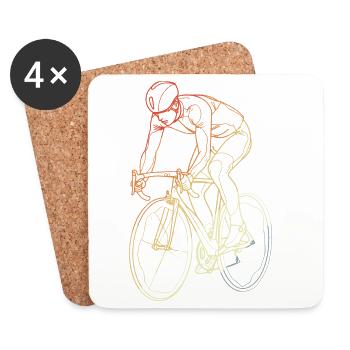 Vintage Cyclist Line Art - Coasters (set of 4) - white - Front