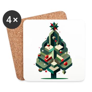 Modern Christmas tree – elegance for the festive season - Coasters (set of 4) - white - Front