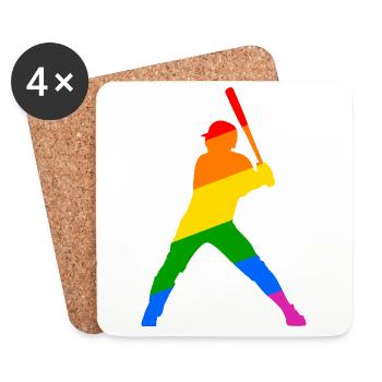 Conception de sport de baseball arc-en-ciel - Dessous de verre (lot de 4) - blanc - Devant