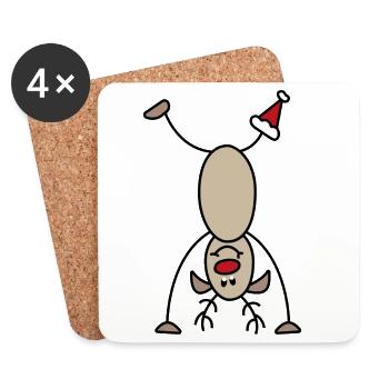 Noël drôle - Dessous de verre (lot de 4) - blanc - Devant