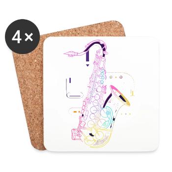 Dessin de saxophone - Dessous de verre (lot de 4) - blanc - Devant