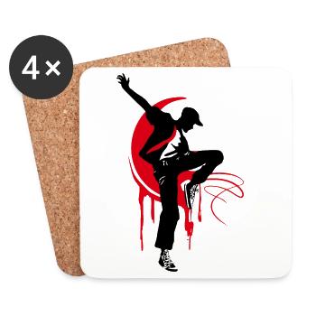 Breakdancer Tänzer Silhouette in Rot Schwarz - Untersetzer (4er-Set) - Weiß - Vorne