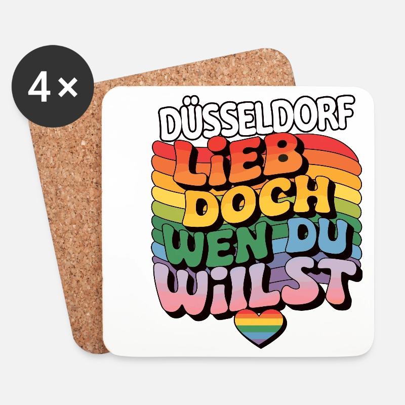 Düsseldorf: Lieb Doch Wen Du Willst - LGBTQ - Untersetzer (4er-Set) - Weiß