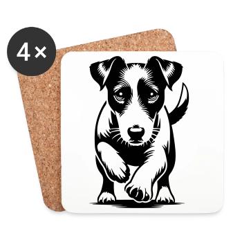 Jack Russell Terrier - Dessous de verre (lot de 4) - blanc - Devant